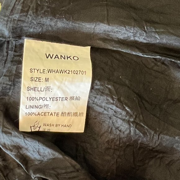 Black and Floral Crinkle A-Line Silky Skirt, Medium - Picture 6 of 11